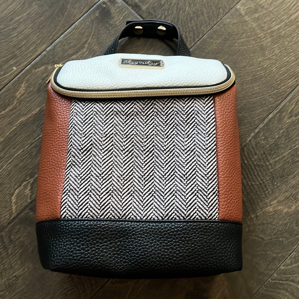 Itzy Ritzy Mini Backpack in White, Brown, Black